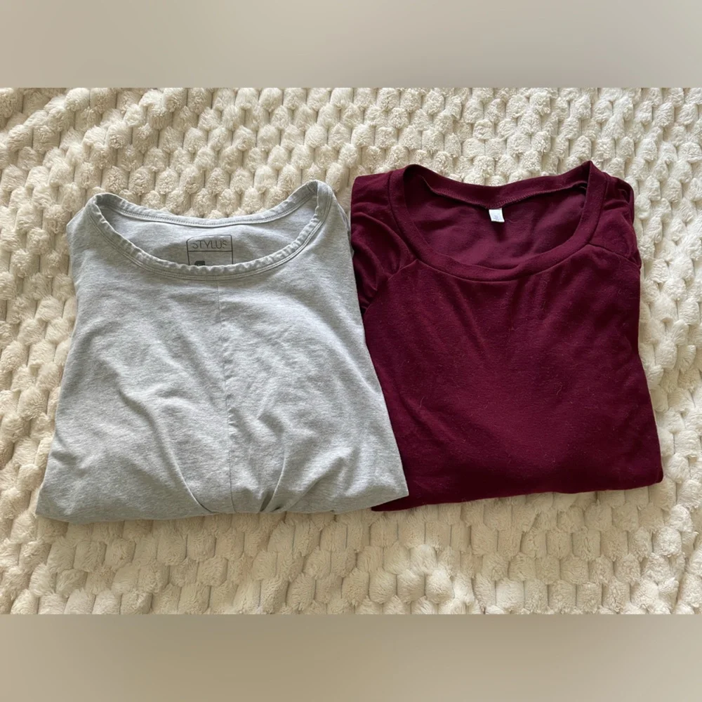 Women’s XL Gray and Burgundy Wine long sleeve tops - Picture 1 of 3